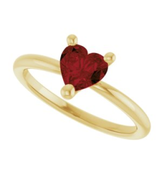 72309 Ring Set 14K Yellow Natural Mozambique Garnet Heart 6 X 6 Mm Polished Natural Mozambique Garnet Solitaire Ring