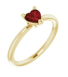 72309 Ring Set 14K Yellow Natural Mozambique Garnet Heart 5 X 5 Mm Polished Natural Mozambique Garnet Solitaire Ring