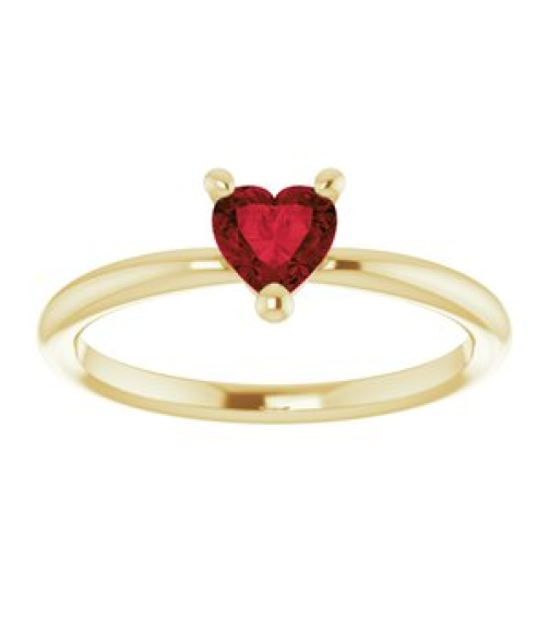 72309 Ring Set 14K Yellow Natural Mozambique Garnet Heart 5 X 5 Mm Polished Natural Mozambique Garnet Solitaire Ring