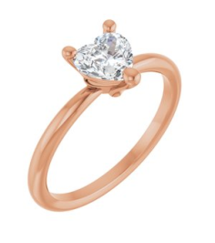 72309 Ring Set 14K Rose Natural White Sapphire Heart 6 X 6 Mm Polished Natural White Sapphire Solitaire Ring
