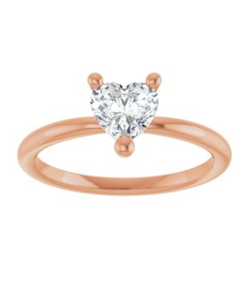 72309 Ring Set 14K Rose Natural White Sapphire Heart 6 X 6 Mm Polished Natural White Sapphire Solitaire Ring
