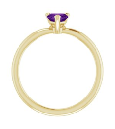 72309 Ring Set 14K Yellow Natural Amethyst Heart 5 X 5 Mm Polished Natural Amethyst Solitaire Ring