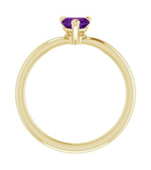 72309 Ring Set 14K Yellow Natural Amethyst Heart 5 X 5 Mm Polished Natural Amethyst Solitaire Ring