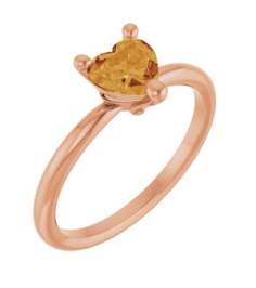 72309 Ring Set 14K Rose Natural Citrine Heart 6 X 6 Mm Polished Natural Citrine Solitaire Ring