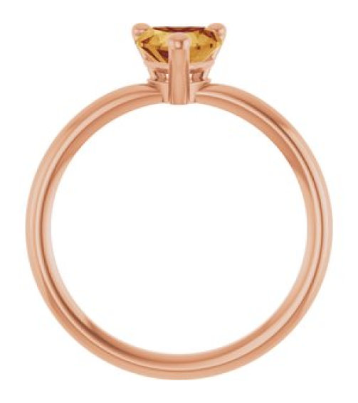 72309 Ring Set 14K Rose Natural Citrine Heart 6 X 6 Mm Polished Natural Citrine Solitaire Ring