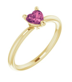 72309 Ring Set 14K Yellow Natural Pink Tourmaline Heart 5 X 5 Mm Polished Natural Pink Tourmaline Solitaire Ring