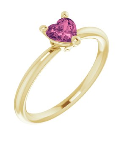 72309 Ring Set 14K Yellow Natural Pink Tourmaline Heart 5 X 5 Mm Polished Natural Pink Tourmaline Solitaire Ring