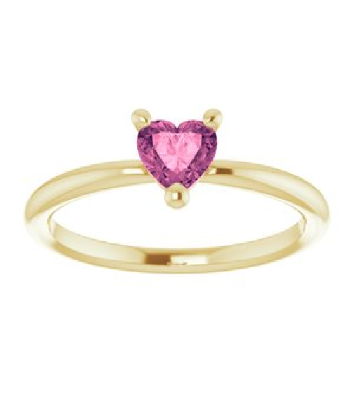 72309 Ring Set 14K Yellow Natural Pink Tourmaline Heart 5 X 5 Mm Polished Natural Pink Tourmaline Solitaire Ring