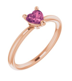 72309 Ring Set 14K Rose Natural Pink Tourmaline Heart 5 X 5 Mm Polished Natural Pink Tourmaline Solitaire Ring