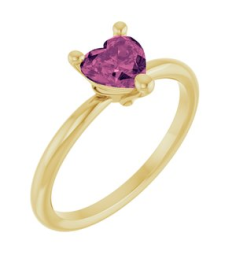 72309 Ring Set 14K Yellow Natural Pink Tourmaline Heart 6 X 6 Mm Polished Natural Pink Tourmaline Solitaire Ring