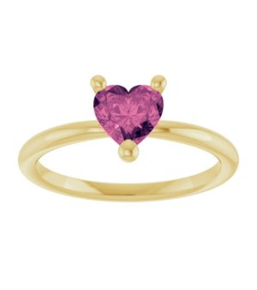 72309 Ring Set 14K Yellow Natural Pink Tourmaline Heart 6 X 6 Mm Polished Natural Pink Tourmaline Solitaire Ring