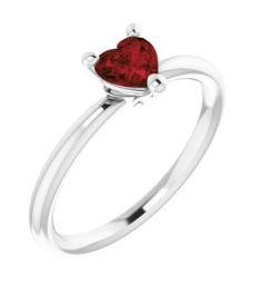 72309 Ring Set Platinum Natural Mozambique Garnet Heart 5 X 5 Mm Polished Natural Mozambique Garnet Solitaire Ring