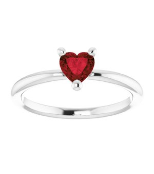 72309 Ring Set Platinum Natural Mozambique Garnet Heart 5 X 5 Mm Polished Natural Mozambique Garnet Solitaire Ring