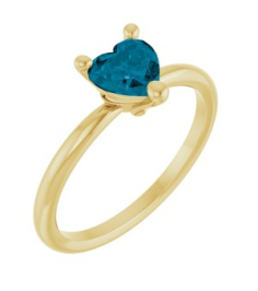 72309 Ring Set 14K Yellow Natural London Blue Topaz Heart 6 X 6 Mm Polished Natural London Blue Topaz Solitaire Ring