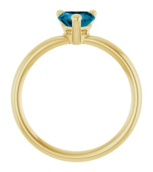 72309 Ring Set 14K Yellow Natural London Blue Topaz Heart 6 X 6 Mm Polished Natural London Blue Topaz Solitaire Ring