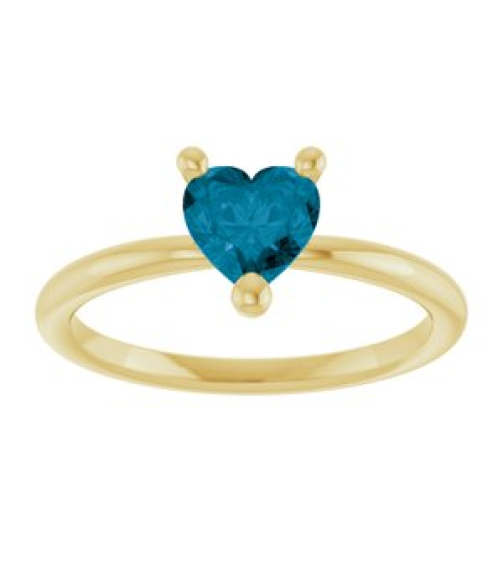 72309 Ring Set 14K Yellow Natural London Blue Topaz Heart 6 X 6 Mm Polished Natural London Blue Topaz Solitaire Ring