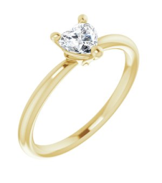 72309 Ring Set 14K Yellow Natural White Sapphire Heart 5 X 5 Mm Polished Natural White Sapphire Solitaire Ring