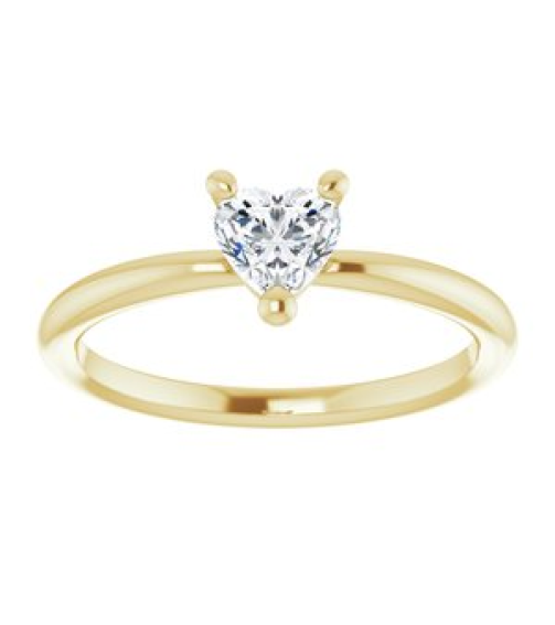 72309 Ring Set 14K Yellow Natural White Sapphire Heart 5 X 5 Mm Polished Natural White Sapphire Solitaire Ring