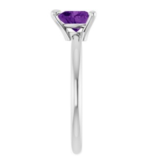 72309 Ring Set Sterling Silver Natural Amethyst Heart 6 X 6 Mm Polished Natural Amethyst Solitaire Ring