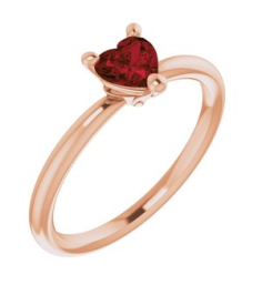 72309 Ring Set 14K Rose Natural Mozambique Garnet Heart 5 X 5 Mm Polished Natural Mozambique Garnet Solitaire Ring