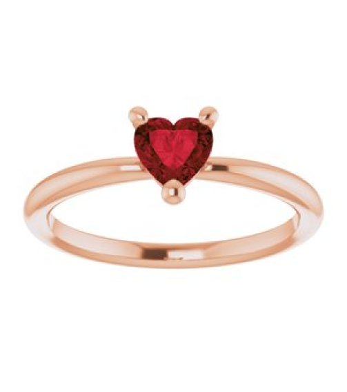 72309 Ring Set 14K Rose Natural Mozambique Garnet Heart 5 X 5 Mm Polished Natural Mozambique Garnet Solitaire Ring
