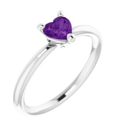 72309 Ring Set Platinum Natural Amethyst Heart 5 X 5 Mm Polished Natural Amethyst Solitaire Ring