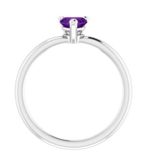 72309 Ring Set Platinum Natural Amethyst Heart 5 X 5 Mm Polished Natural Amethyst Solitaire Ring