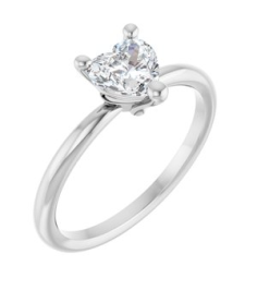 72309 Ring Set Platinum Natural White Sapphire Heart 6 X 6 Mm Polished Natural White Sapphire Solitaire Ring