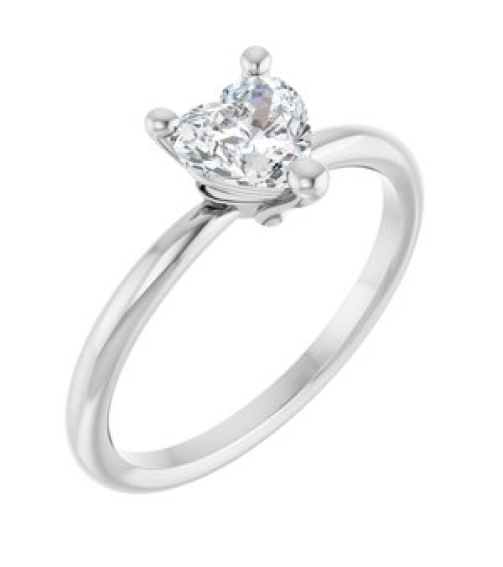 72309 Ring Set Platinum Natural White Sapphire Heart 6 X 6 Mm Polished Natural White Sapphire Solitaire Ring