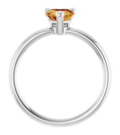 72309 Ring Set Platinum Natural Citrine Heart 6 X 6 Mm Polished Natural Citrine Solitaire Ring