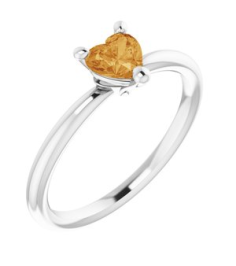 72309 Ring Set Platinum Natural Citrine Heart 5 X 5 Mm Polished Natural Citrine Solitaire Ring