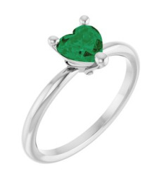 72309 Ring Set Platinum Lab-Grown Emerald Heart 6 X 6 Mm Polished Lab-Grown Emerald Solitaire Ring