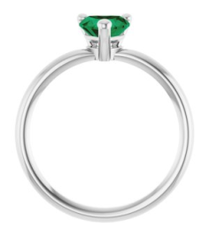 72309 Ring Set Platinum Lab-Grown Emerald Heart 6 X 6 Mm Polished Lab-Grown Emerald Solitaire Ring