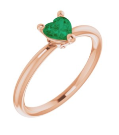 72309 Ring Set 14K Rose Lab-Grown Emerald Heart 5 X 5 Mm Polished Lab-Grown Emerald Solitaire Ring