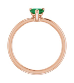 72309 Ring Set 14K Rose Lab-Grown Emerald Heart 5 X 5 Mm Polished Lab-Grown Emerald Solitaire Ring