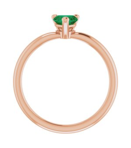 72309 Ring Set 14K Rose Lab-Grown Emerald Heart 5 X 5 Mm Polished Lab-Grown Emerald Solitaire Ring