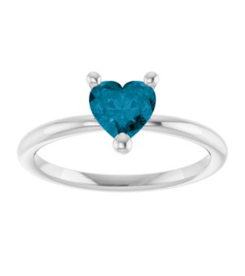 72309 Ring Set Platinum Natural London Blue Topaz Heart 6 X 6 Mm Polished Natural London Blue Topaz Solitaire Ring