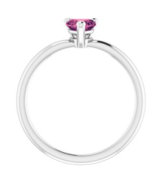 72309 Ring Set Sterling Silver Natural Pink Tourmaline Heart 5 X 5 Mm Polished Natural Pink Tourmaline Solitaire Ring
