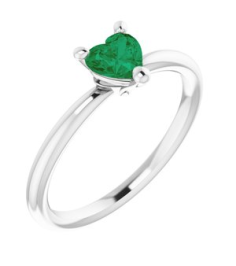 72309 Ring Set Sterling Silver Lab-Grown Emerald Heart 5 X 5 Mm Polished Lab-Grown Emerald Solitaire Ring