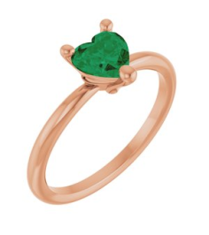 72309 Ring Set 14K Rose Lab-Grown Emerald Heart 6 X 6 Mm Polished Lab-Grown Emerald Solitaire Ring