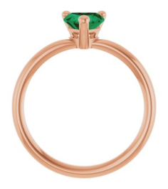 72309 Ring Set 14K Rose Lab-Grown Emerald Heart 6 X 6 Mm Polished Lab-Grown Emerald Solitaire Ring