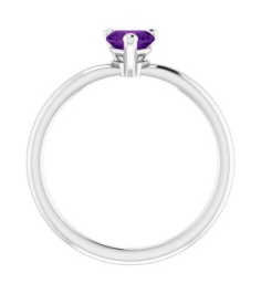 72309 Ring Set Sterling Silver Natural Amethyst Heart 5 X 5 Mm Polished Natural Amethyst Solitaire Ring