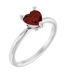 72309 Ring Set Platinum Natural Mozambique Garnet Heart 6 X 6 Mm Polished Natural Mozambique Garnet Solitaire Ring