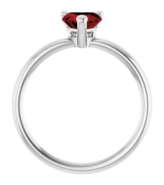 72309 Ring Set Platinum Natural Mozambique Garnet Heart 6 X 6 Mm Polished Natural Mozambique Garnet Solitaire Ring