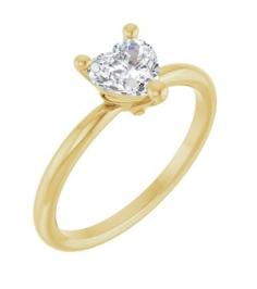 72309 Ring Set 14K Yellow Natural White Sapphire Heart 6 X 6 Mm Polished Natural White Sapphire Solitaire Ring