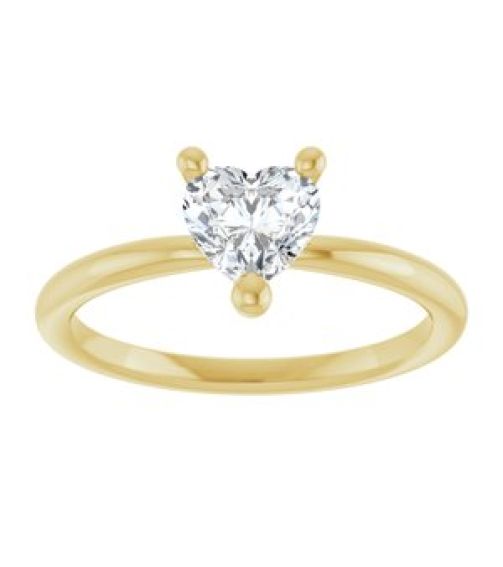 72309 Ring Set 14K Yellow Natural White Sapphire Heart 6 X 6 Mm Polished Natural White Sapphire Solitaire Ring