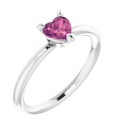 72309 Ring Set Platinum Natural Pink Tourmaline Heart 5 X 5 Mm Polished Natural Pink Tourmaline Solitaire Ring