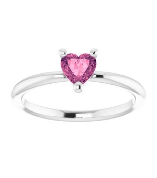 72309 Ring Set Platinum Natural Pink Tourmaline Heart 5 X 5 Mm Polished Natural Pink Tourmaline Solitaire Ring