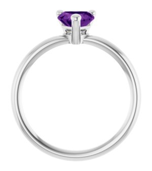 72309 Ring Set Platinum Natural Amethyst Heart 6 X 6 Mm Polished Natural Amethyst Solitaire Ring