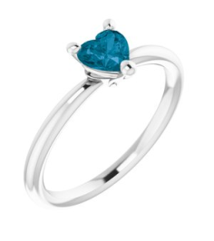 72309 Ring Set Sterling Silver Natural London Blue Topaz Heart 5 X 5 Mm Polished Natural London Blue Topaz Solitaire Ring